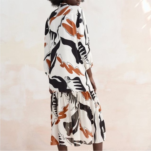 Zara abstract print midi dress size XS - Picture 8 of 9
